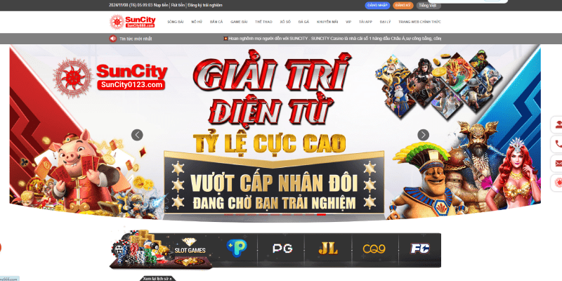 TRANG CHỦ Giao diện website và các sảnh chơi cực kỳ ấn tượng